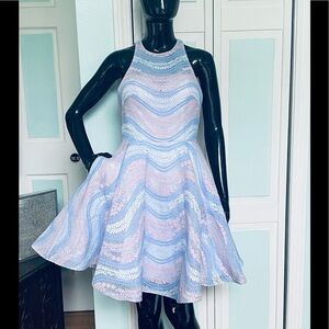 Size 4 Clarisse Homecoming Cocktail Appearance dress Pink and Periwinkle lace